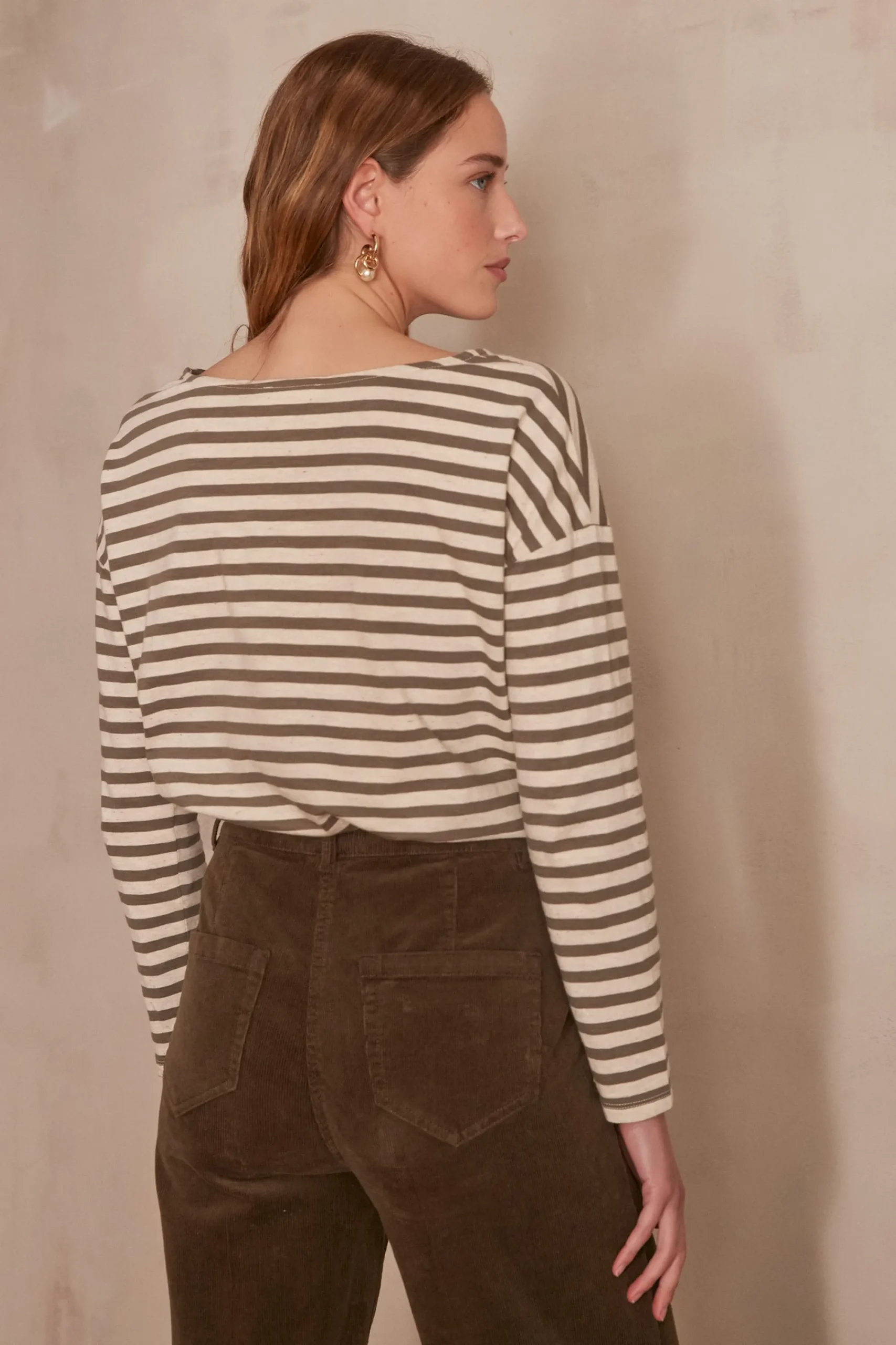 Maison 123 T-Shirts Col Rond|T-Shirts À Manches Longues>T-shirt DAISY KAKI