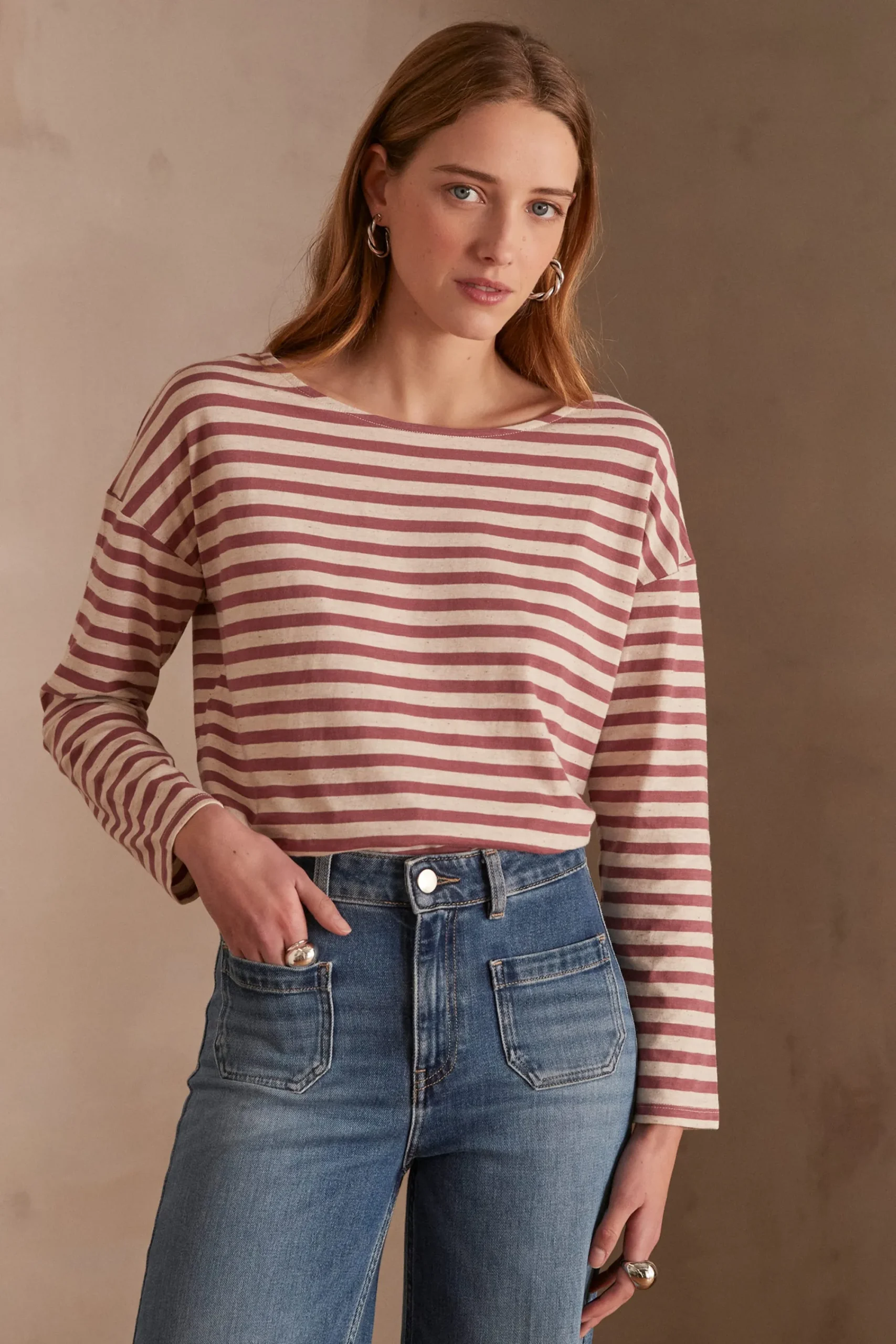 Maison 123 T-Shirts Col Rond|T-Shirts À Manches Longues>T-shirt DAISY ROSE FONCE