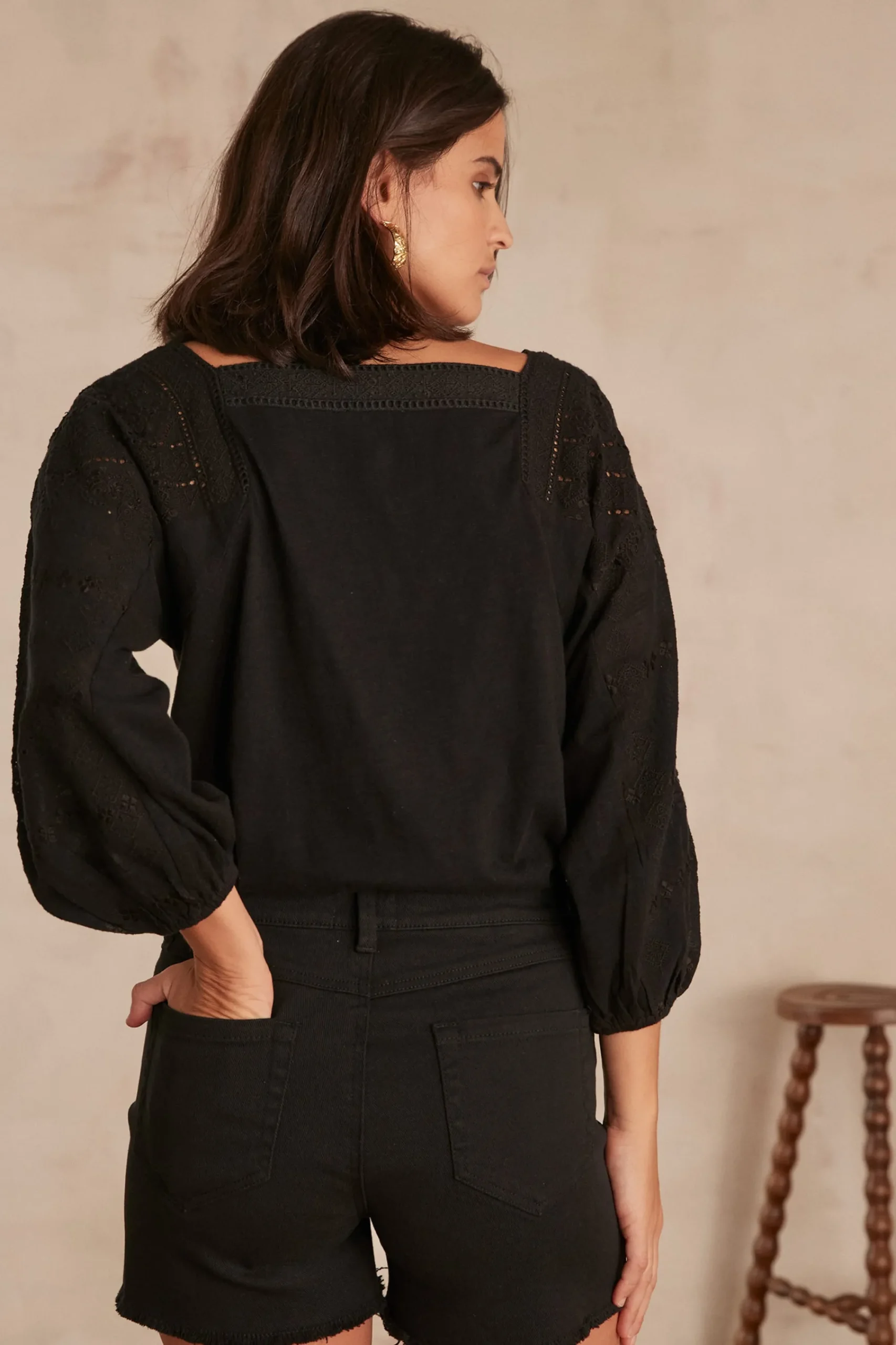 Maison 123 T-Shirts À Manches Longues>T-SHIRT DEBORAH NOIR