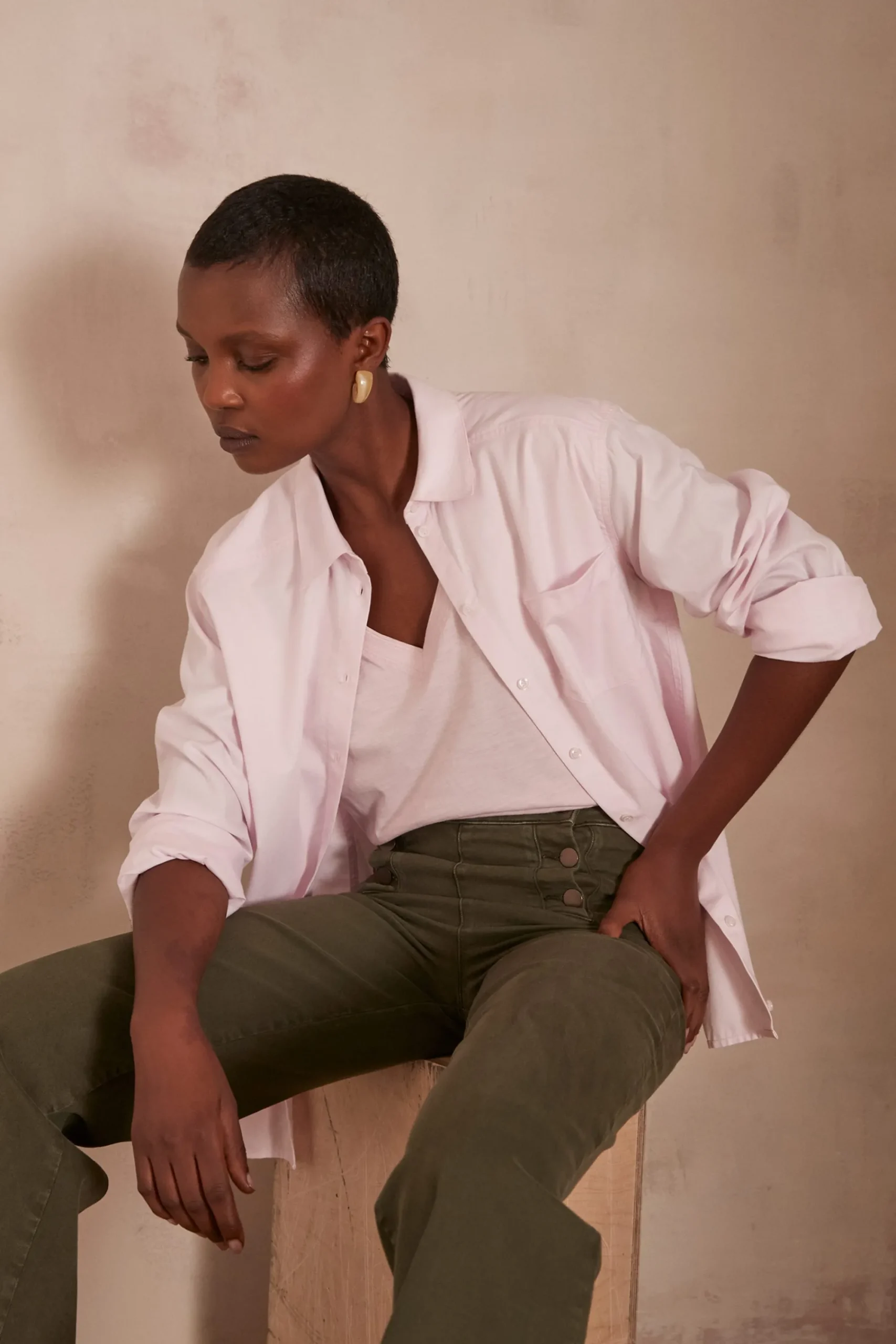 Maison 123 T-Shirts Col V>T-shirt DELYA MAUVE PALE