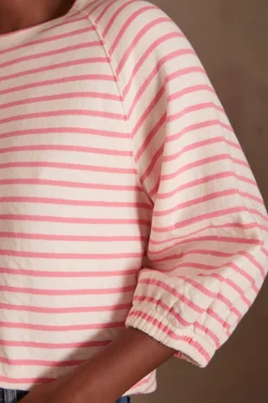 Maison 123 T-Shirts Col Rond>T-shirt marinière TRENT ROSE PALE