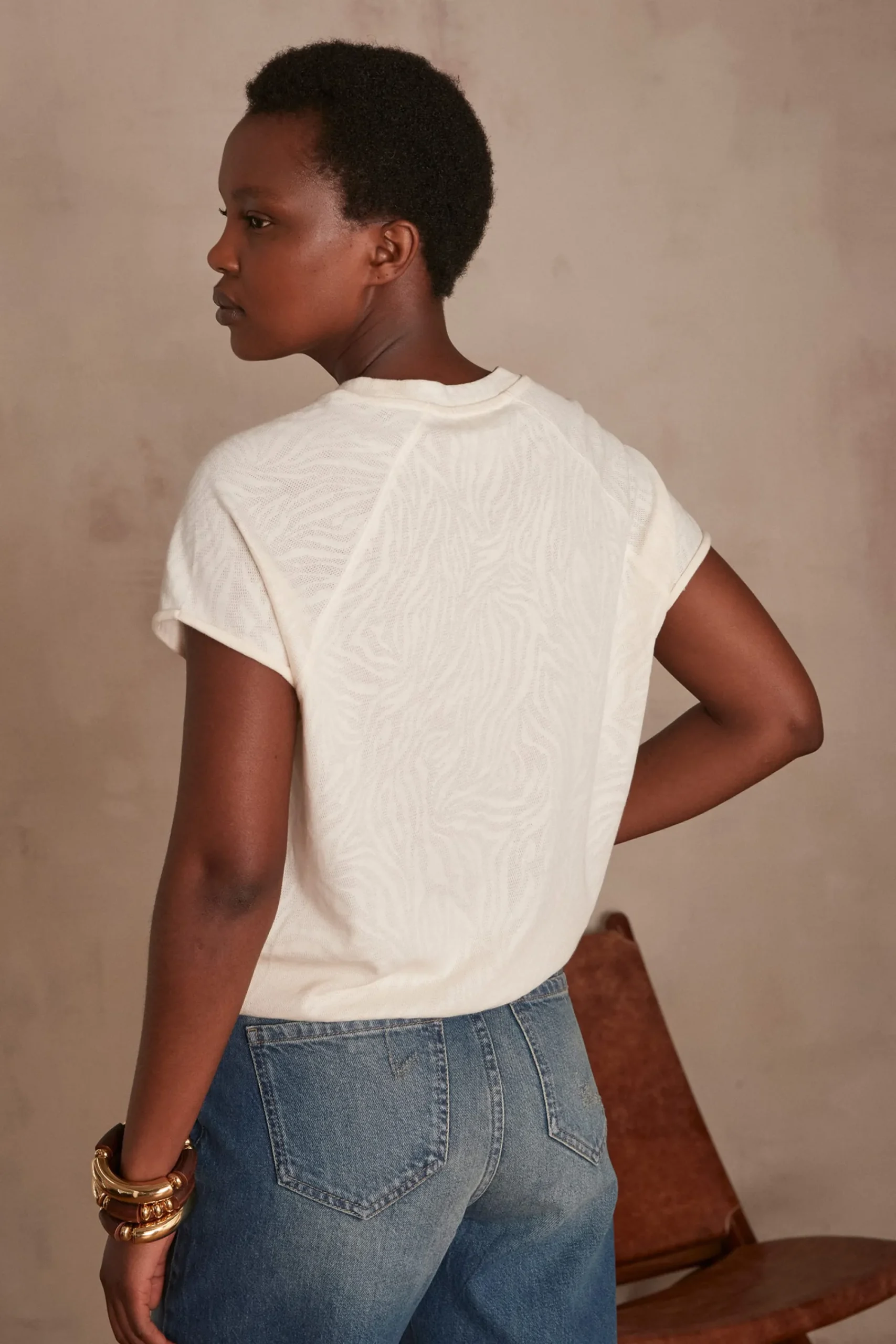 Maison 123 T-Shirts Col Rond|T-Shirts Blancs>T-shirt Tess CREME