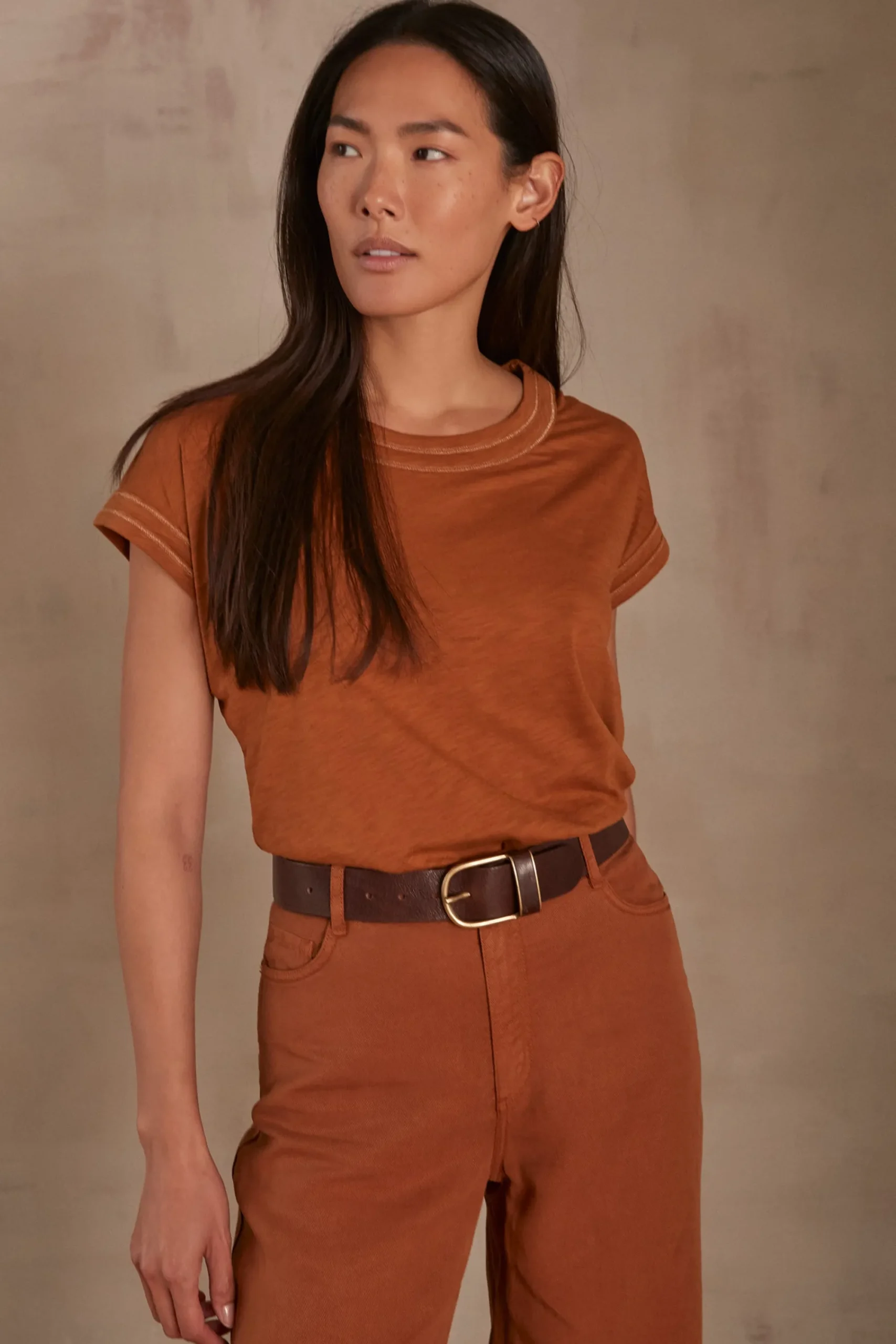Maison 123 T-Shirts Col Rond|T-Shirts À Manches Courtes>T-shirt TINA CARAMEL