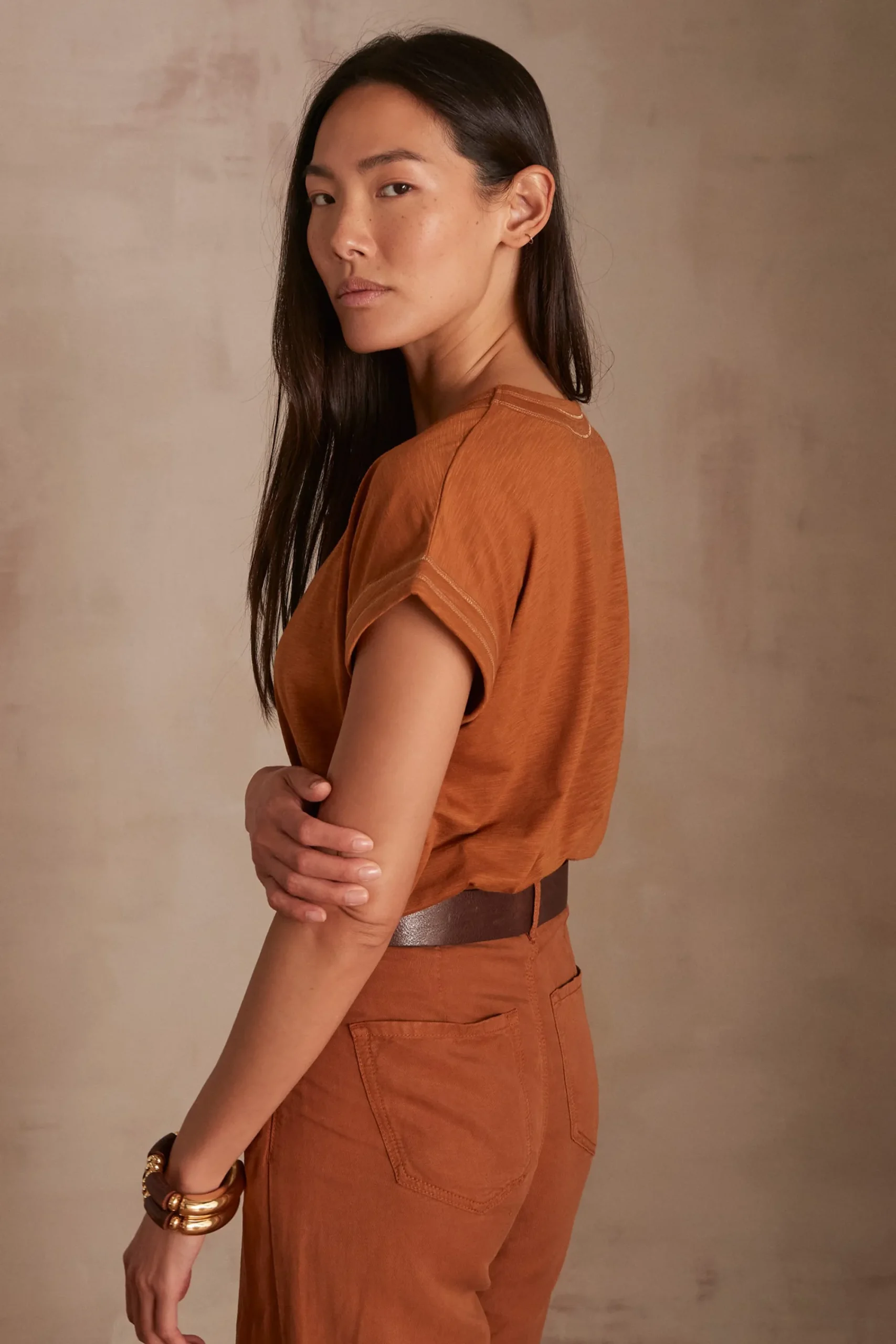 Maison 123 T-Shirts Col Rond|T-Shirts À Manches Courtes>T-shirt TINA CARAMEL