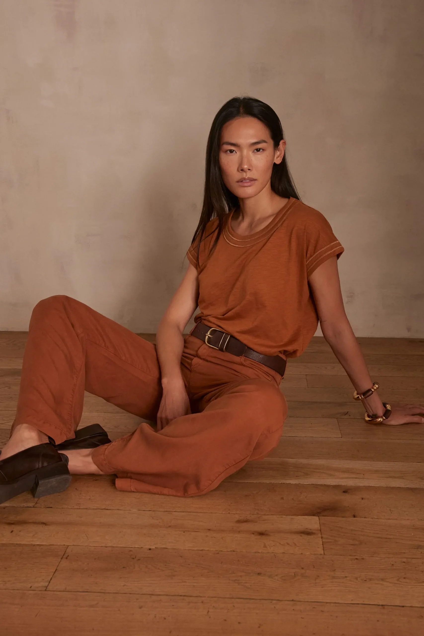 Maison 123 T-Shirts Col Rond|T-Shirts À Manches Courtes>T-shirt TINA CARAMEL