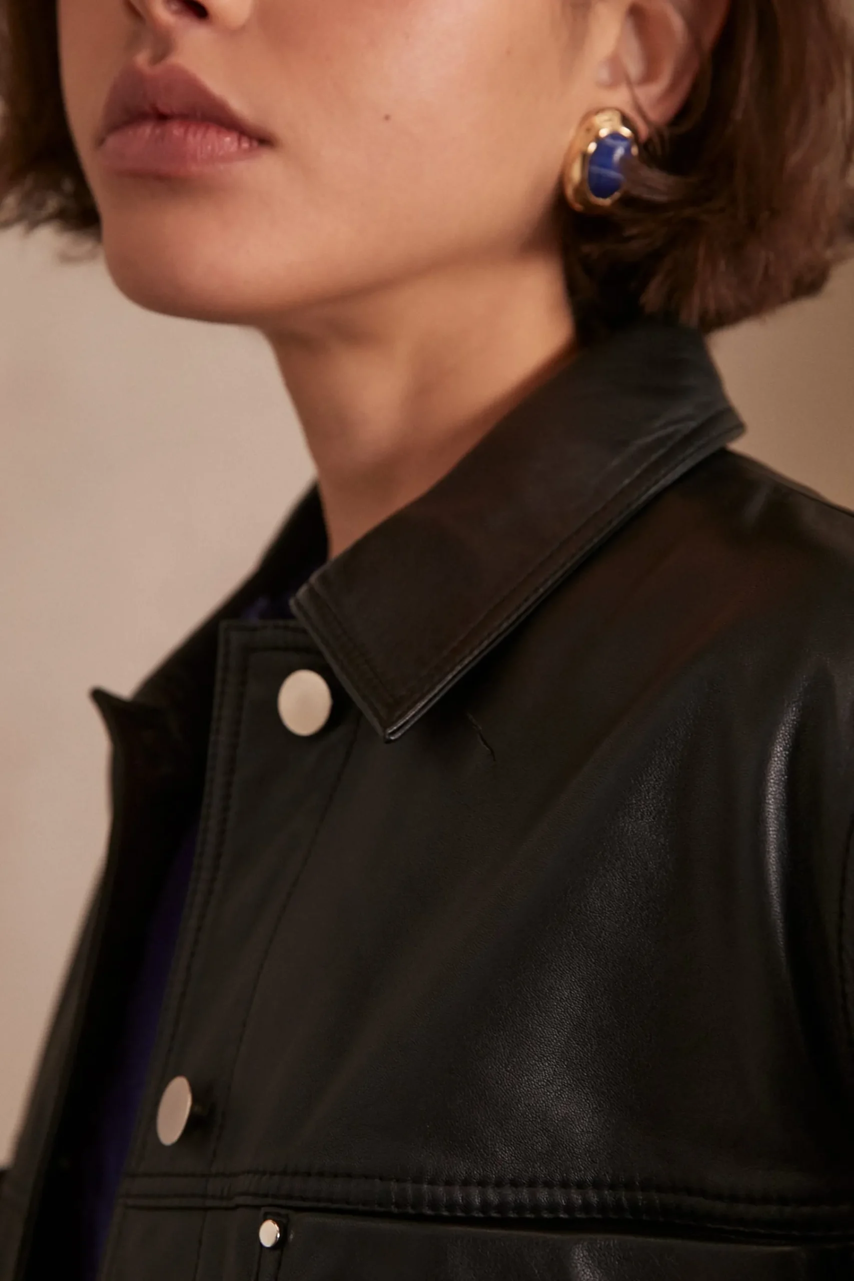 Maison 123 Manteaux Et Blousons En Cuir|Vestes Et Blousons En Cuir>Veste en cuir CARLA NOIR