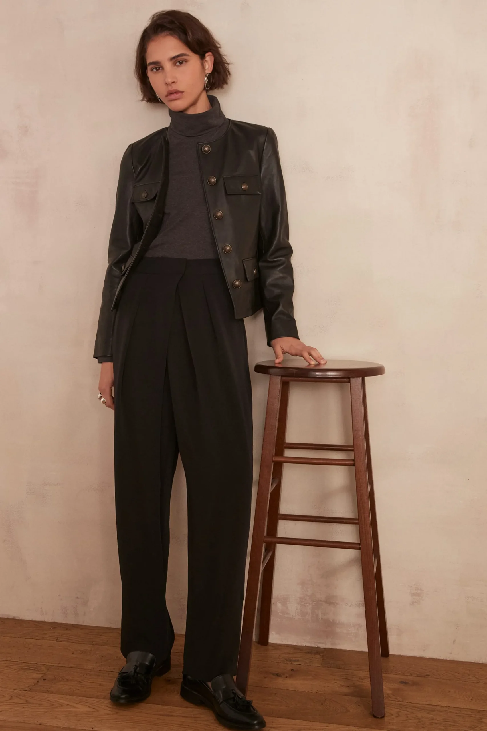 Maison 123 Manteaux Et Blousons En Cuir|Vestes Et Blousons En Cuir>Veste en cuir CHARLOTTE NOIR