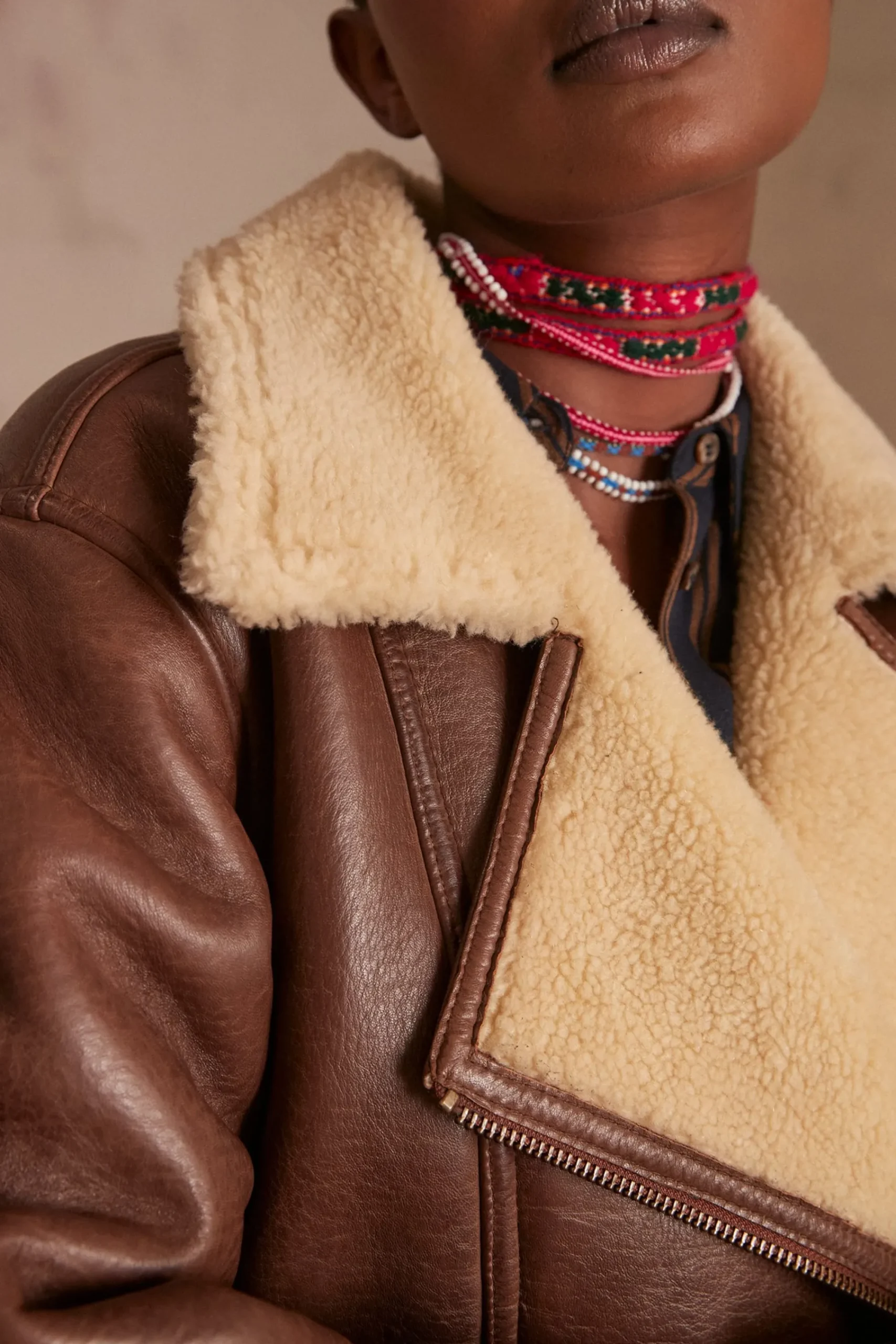 Maison 123 Manteaux Courts|Manteaux Et Blousons En Cuir>Veste FOLIO CHOCOLAT