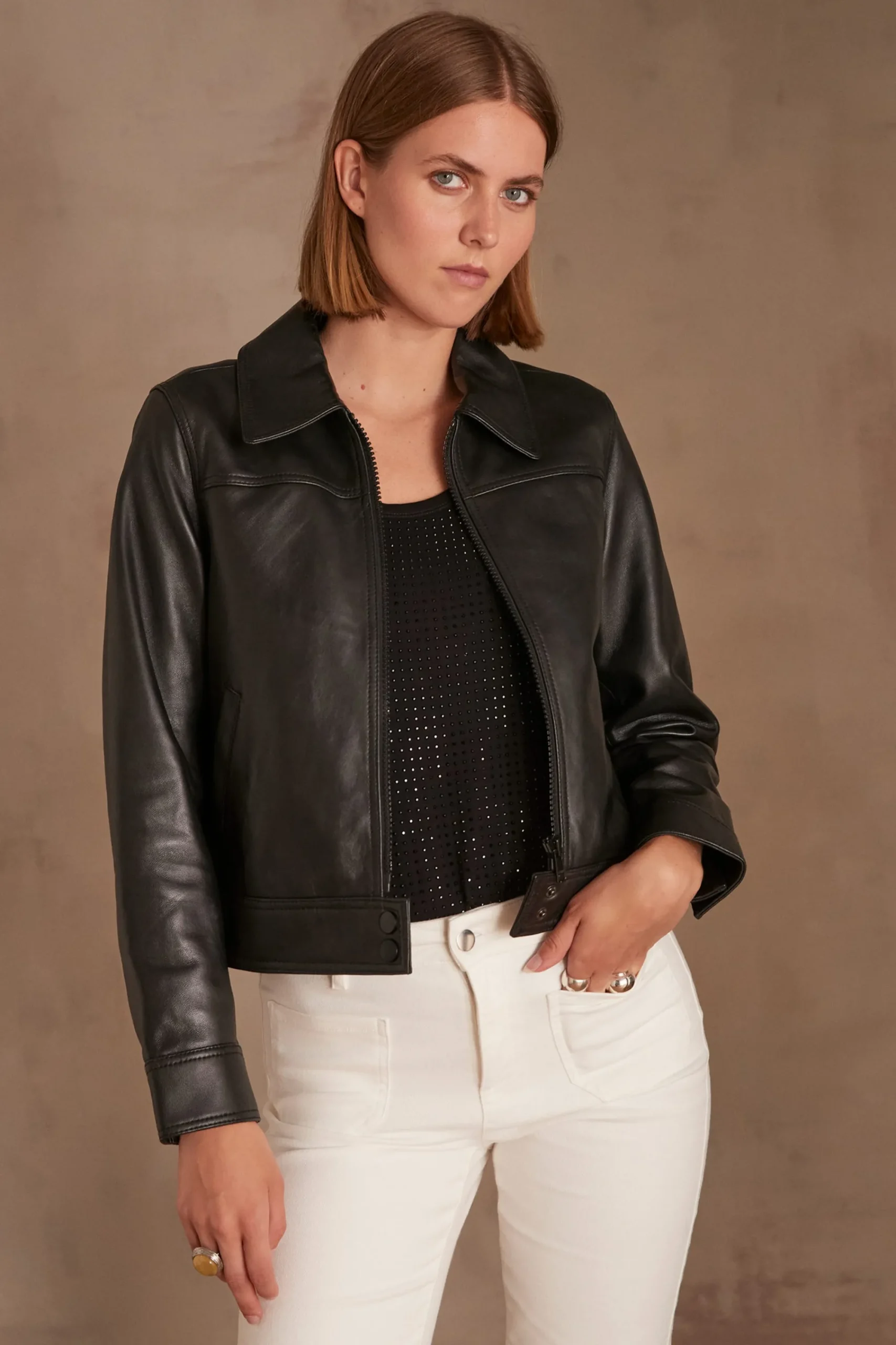 Maison 123 Manteaux Et Blousons En Cuir|Vestes Et Blousons En Cuir>Veste NORA NOIR