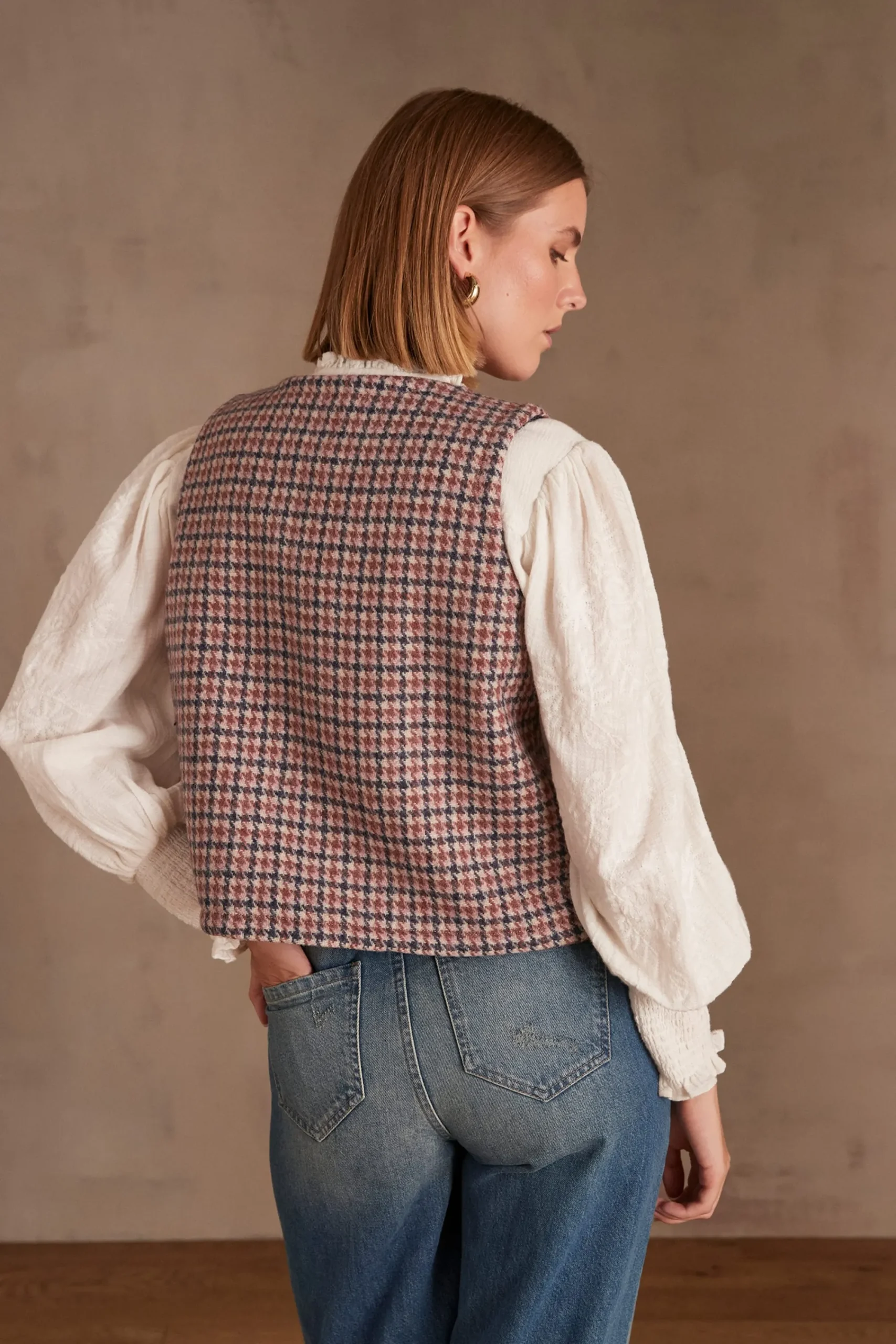Maison 123 Vestes Sans Manches>Veste sans manchees SOLINE ROSE PALE
