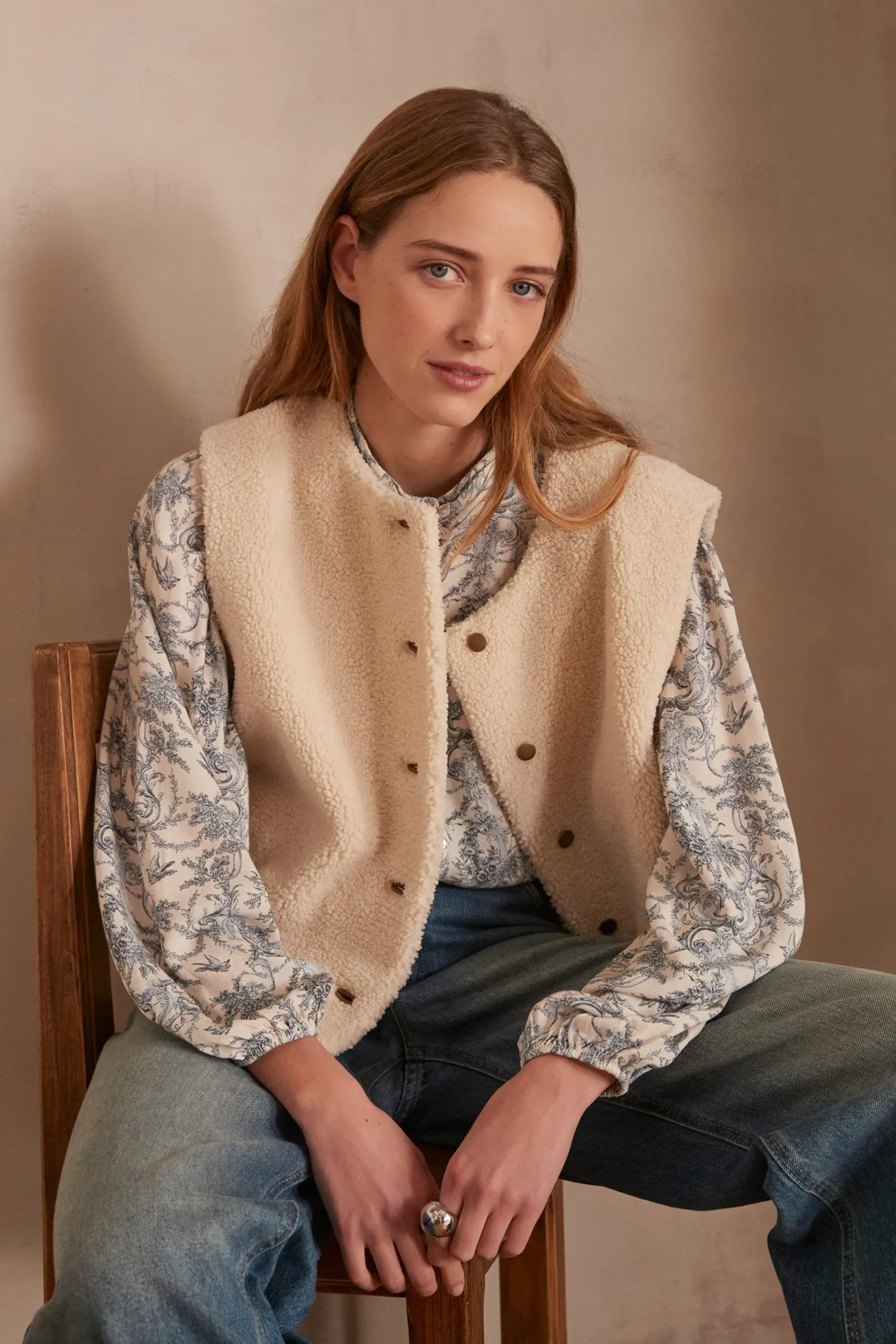 Maison 123 Vestes Sans Manches>Veste sans manches BROOKLYN CREME