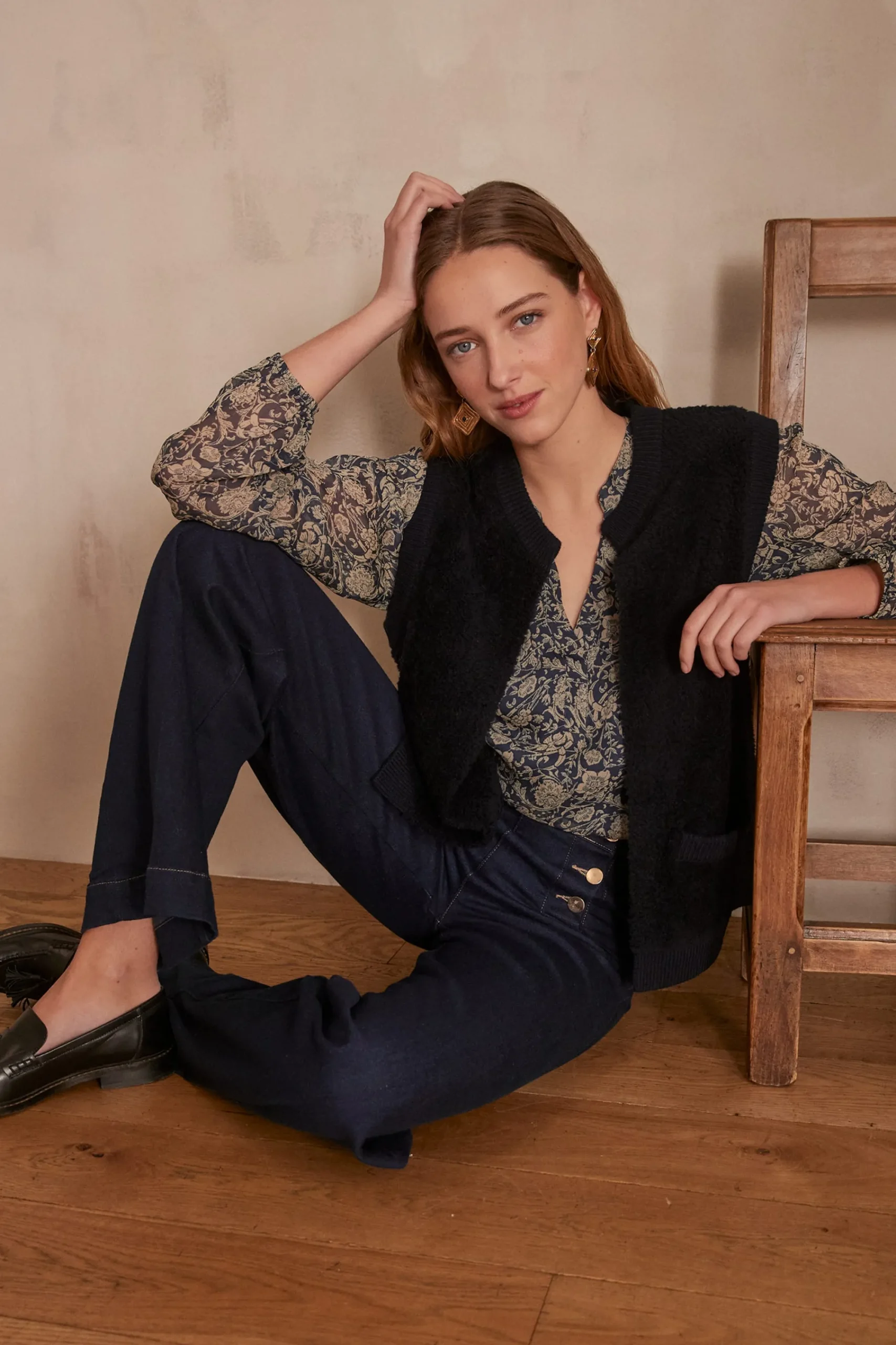 Maison 123 Gilets Sans Manches>Veste sans manches en laine CLARENCE ENCRE