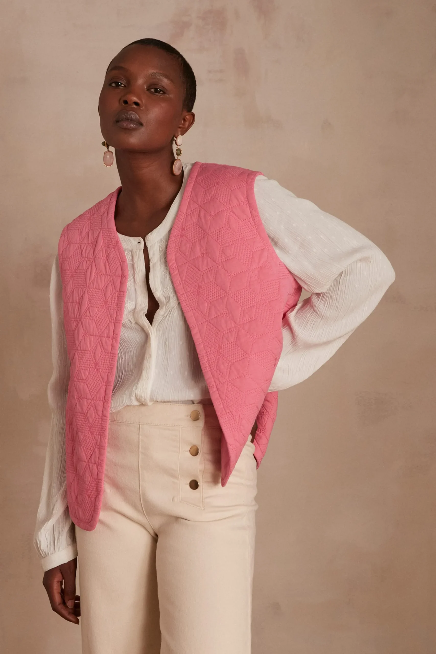 Maison 123 Vestes Sans Manches|Vestes Matelassées>Veste sans manches matelassée BAMBI BIS ROSE PALE