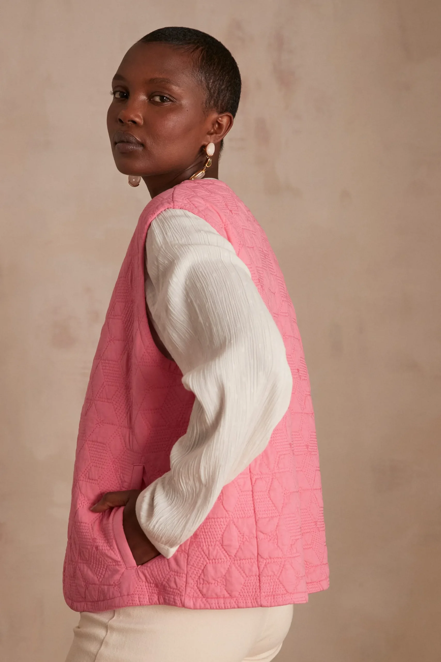 Maison 123 Vestes Sans Manches|Vestes Matelassées>Veste sans manches matelassée BAMBI BIS ROSE PALE